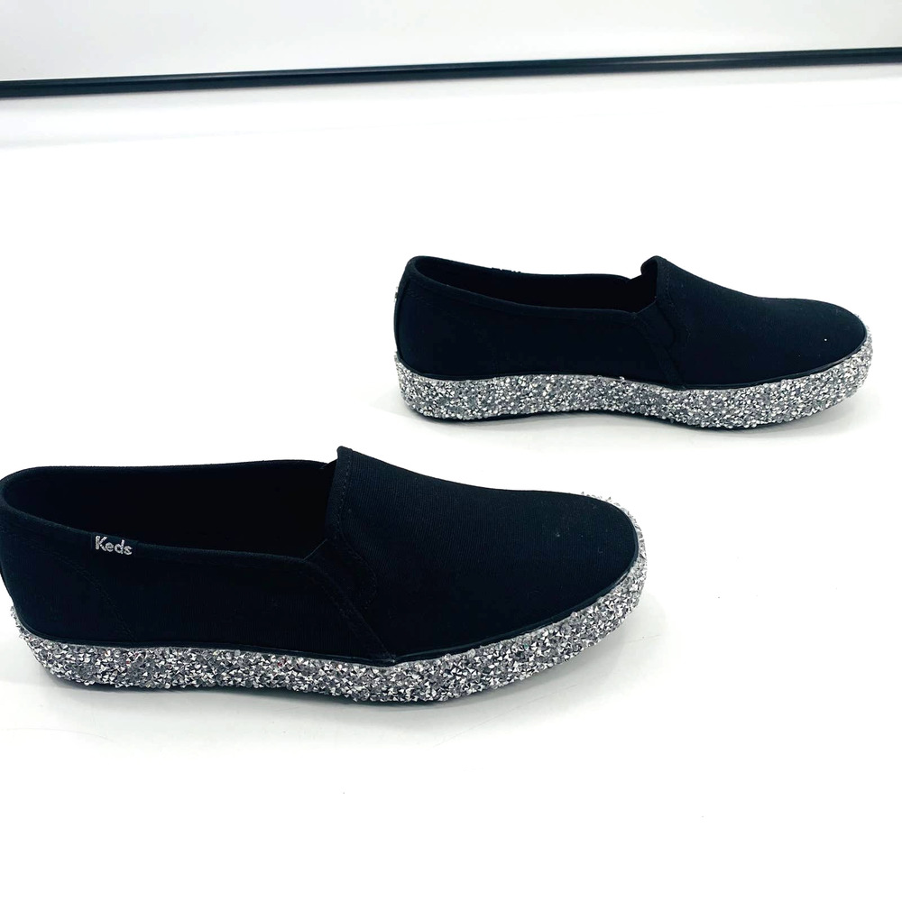 Keds Women's Black Slip-On Shoes with Silver Glitter Sole - Picture 4 of 10